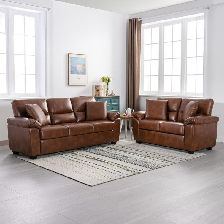 Ebern Designs Dewells Piece Vegan Leather Living Room Set Wayfair